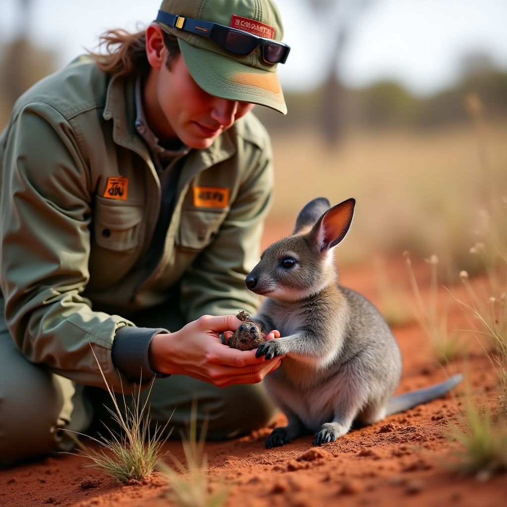 Conservationist working with endangered species