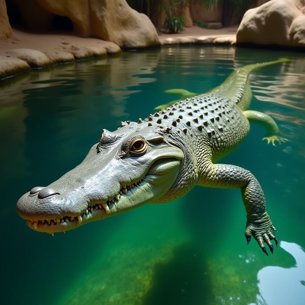 Saltwater crocodile swimming