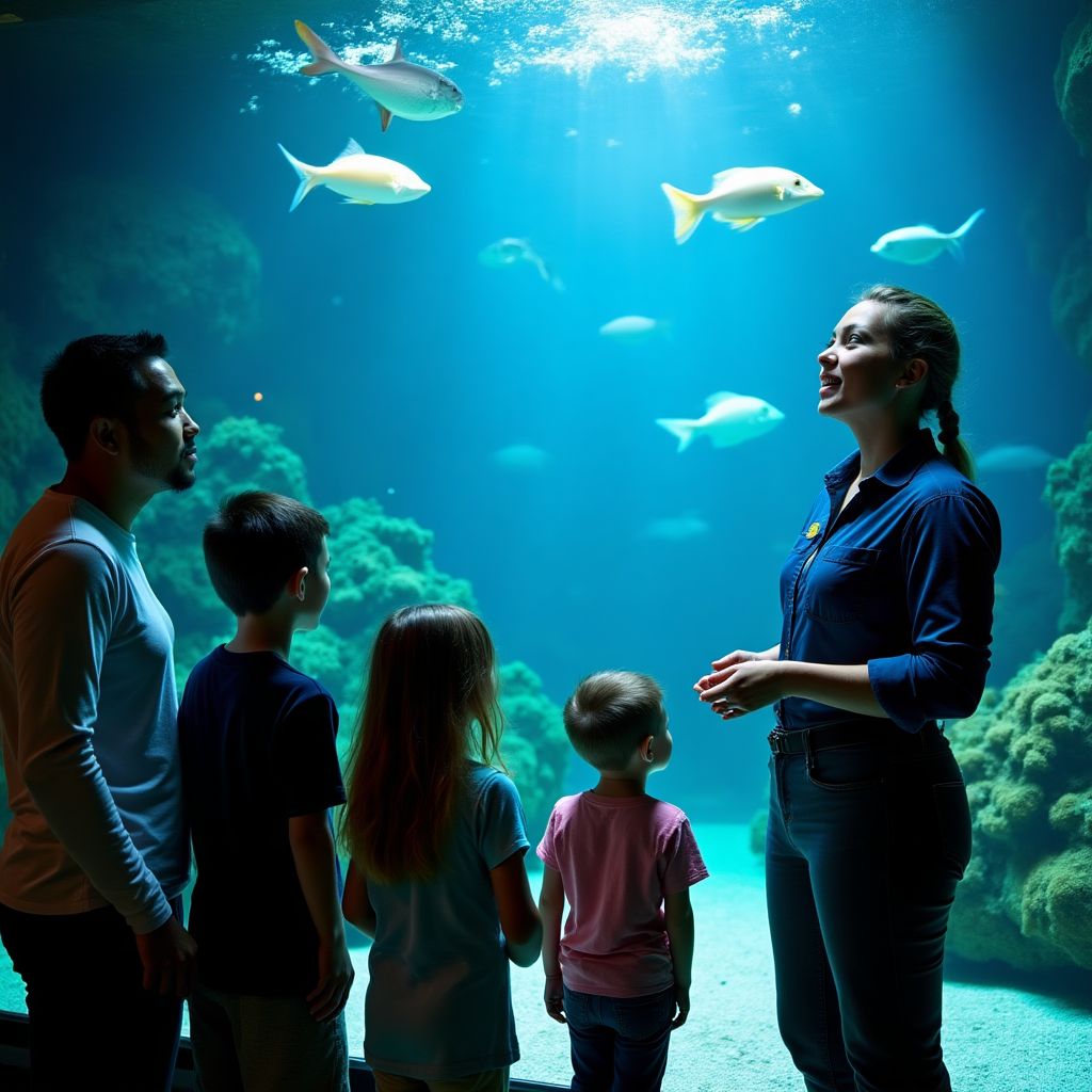 Marine biologist teaching about coral reefs